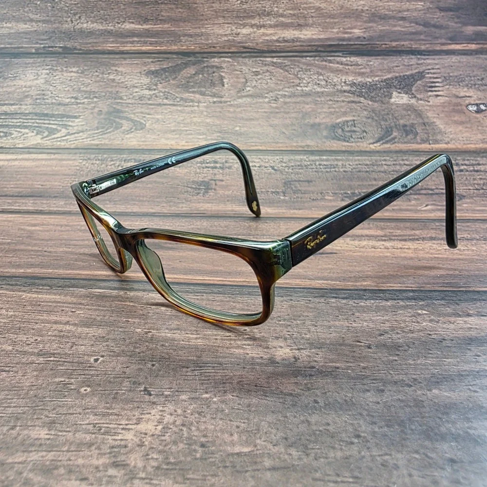 Ray-Ban RB 5187 2445 Dark Tortoise Green Rectangular Eyeglasses Frames 50-16-140